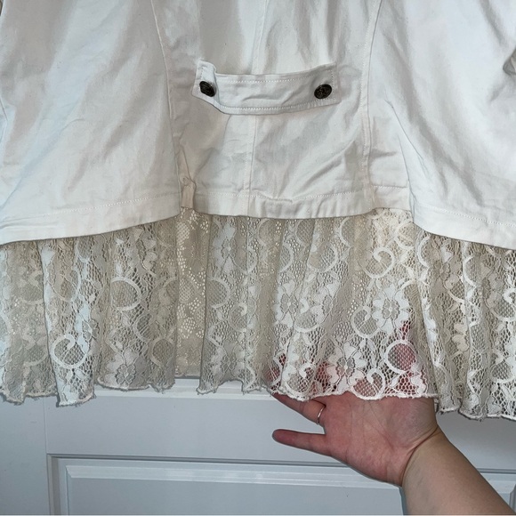 Torrid Ivory 2x Plus Size Lace Detail Blazer/Military Jacket - Picture 10 of 13